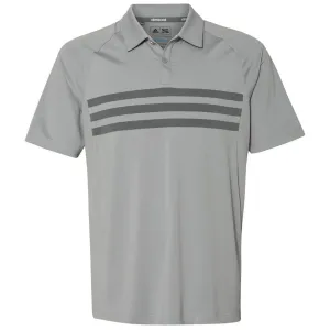 adidas Golf Men's Mid Grey/Vista Grey/Mid Grey Climacool 3-Stripe Sport Shirt