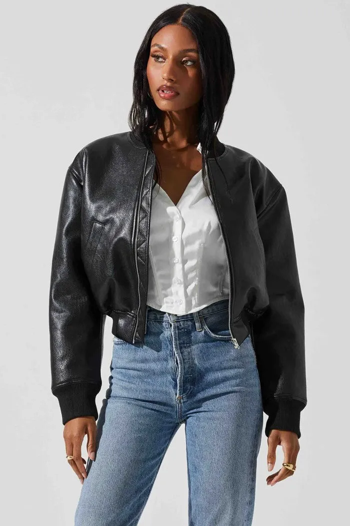 Avianna Faux Leather Bomber Jacket