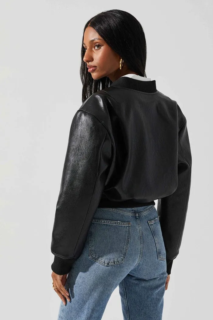 Avianna Faux Leather Bomber Jacket