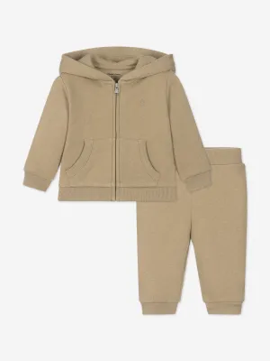 Baby Boys Logo Tracksuit in Beige