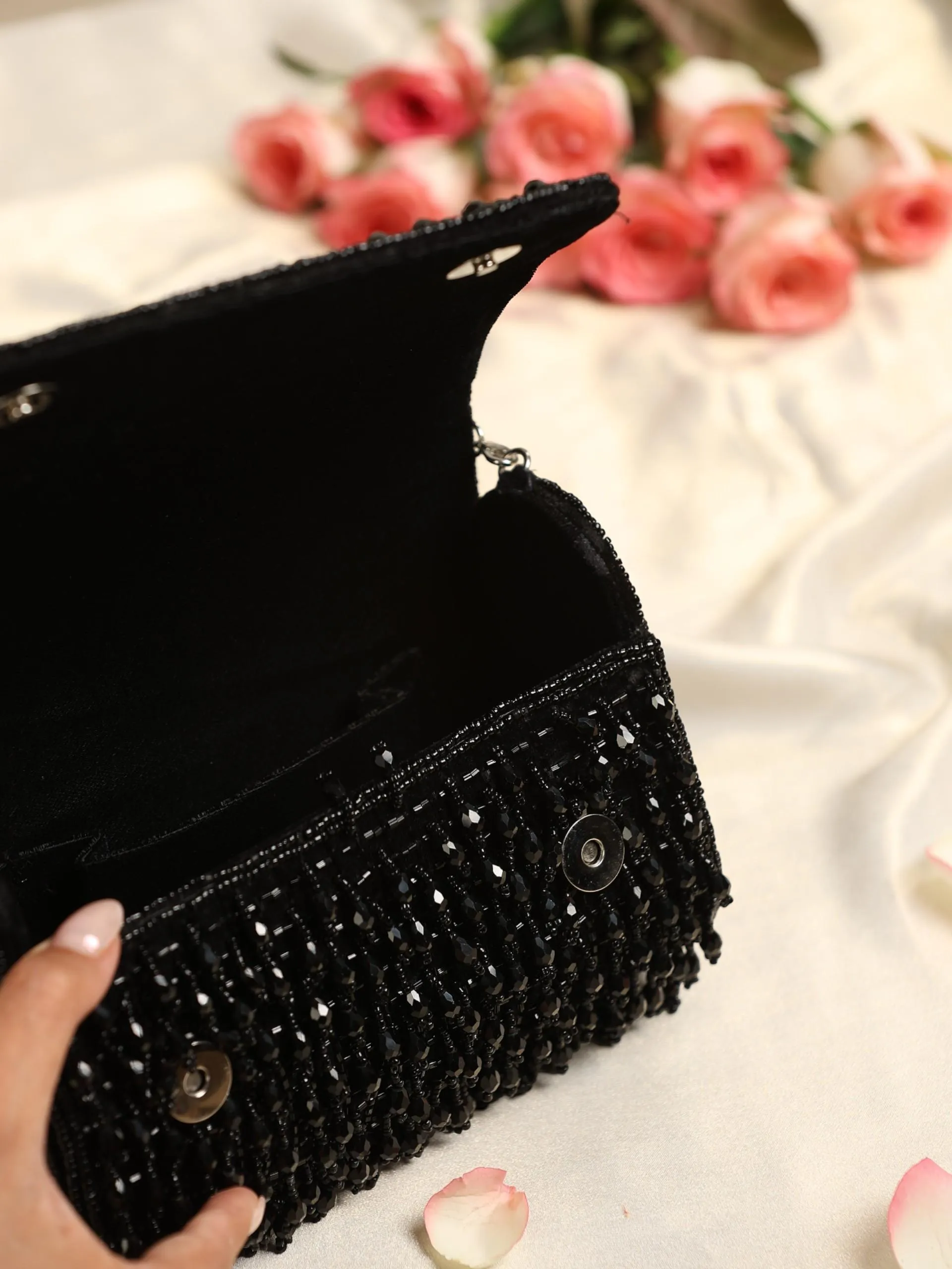 Beaded Black Clutch Bag