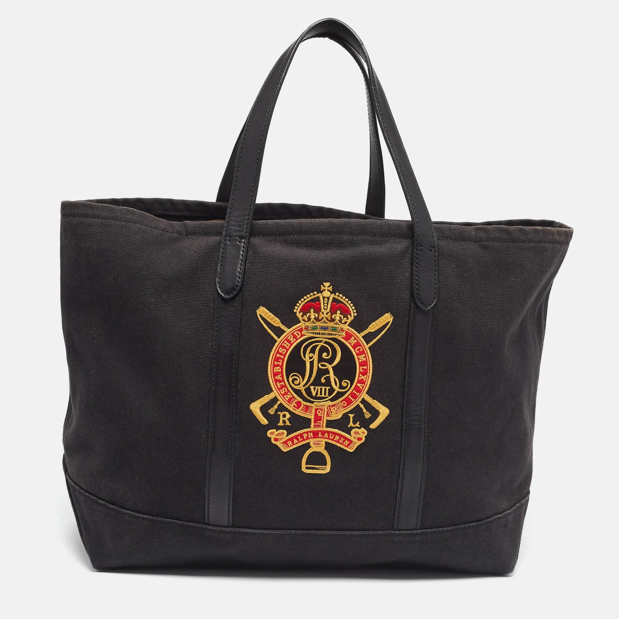 Black Canvas Embroidered Tote