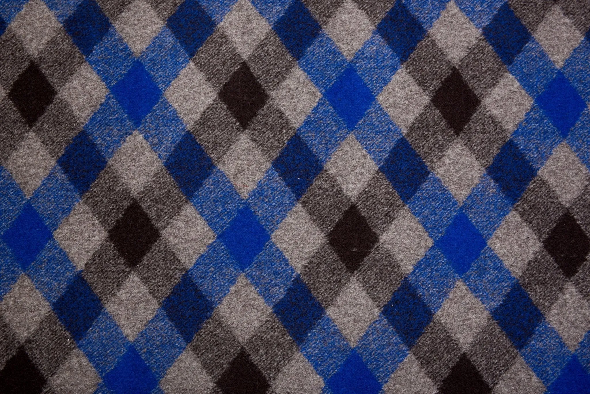 Boiled Wool Plaid Diagonal Pattern Fabric / Made by Merino Wool