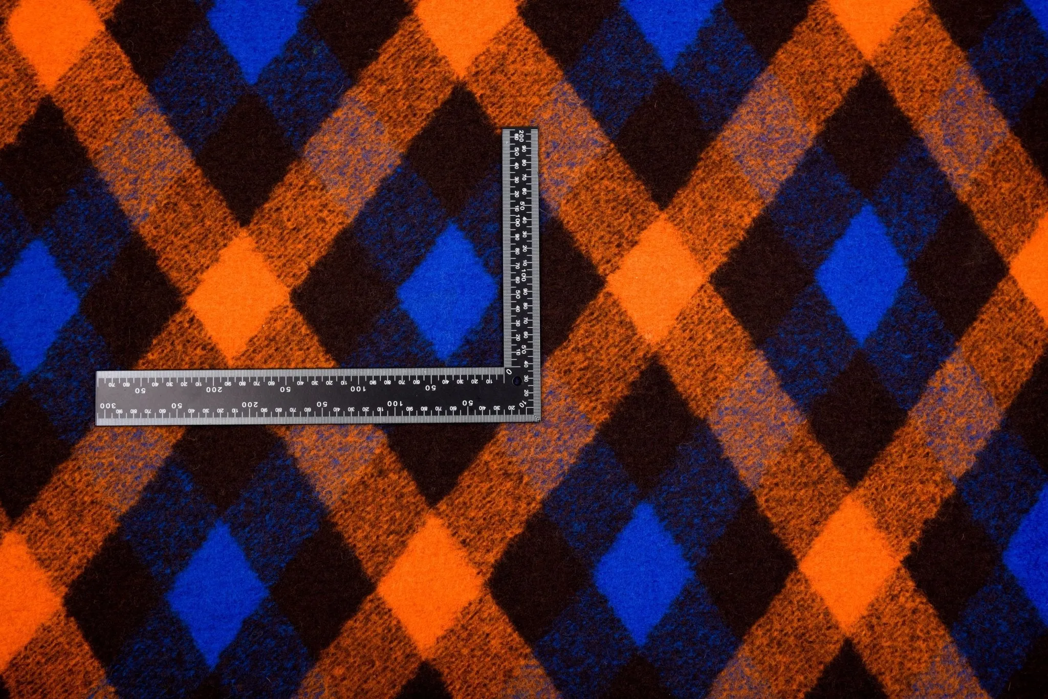 Boiled Wool Plaid Diagonal Pattern Fabric / Made by Merino Wool