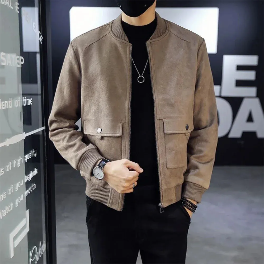 Bonsir Baseball Jacket for Men Zip V Slim Fit Winter Sales Man Bomber Coat of New in Korean Reviews Many Original Brands Trendy Joker