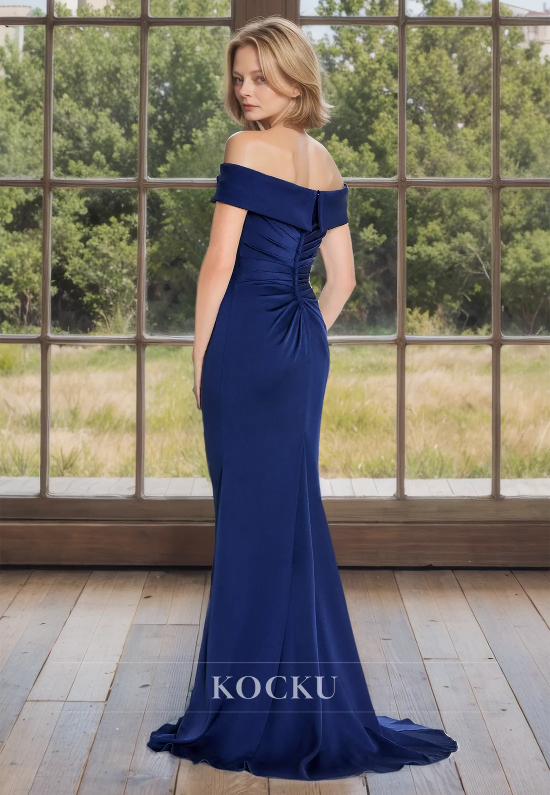 Chic & Modern Off-Shoulder Sheath Sleeveless Appliques Satin Mother of the Bride Dress with Beads