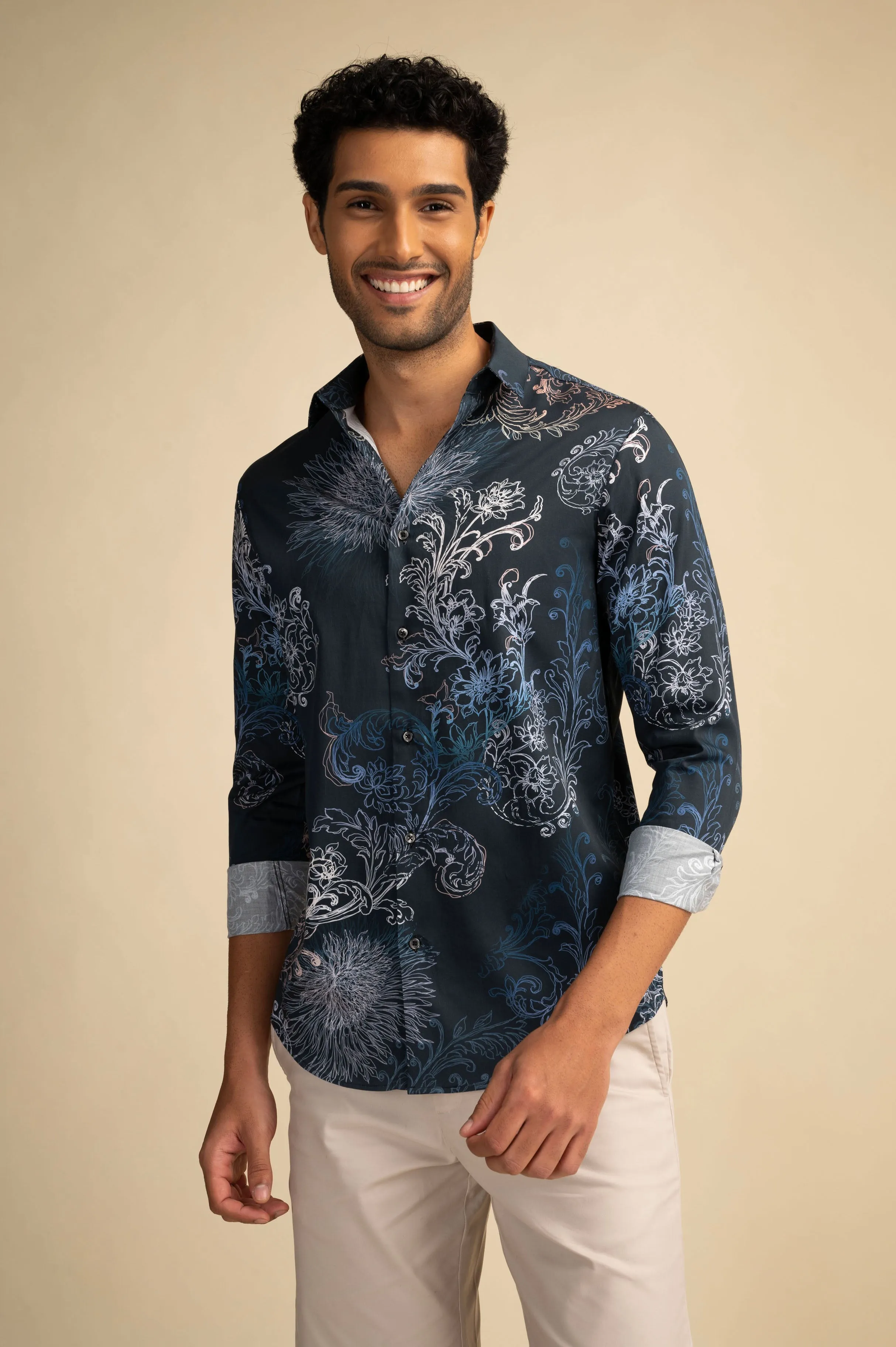 Damask Navy Shirt EOSS