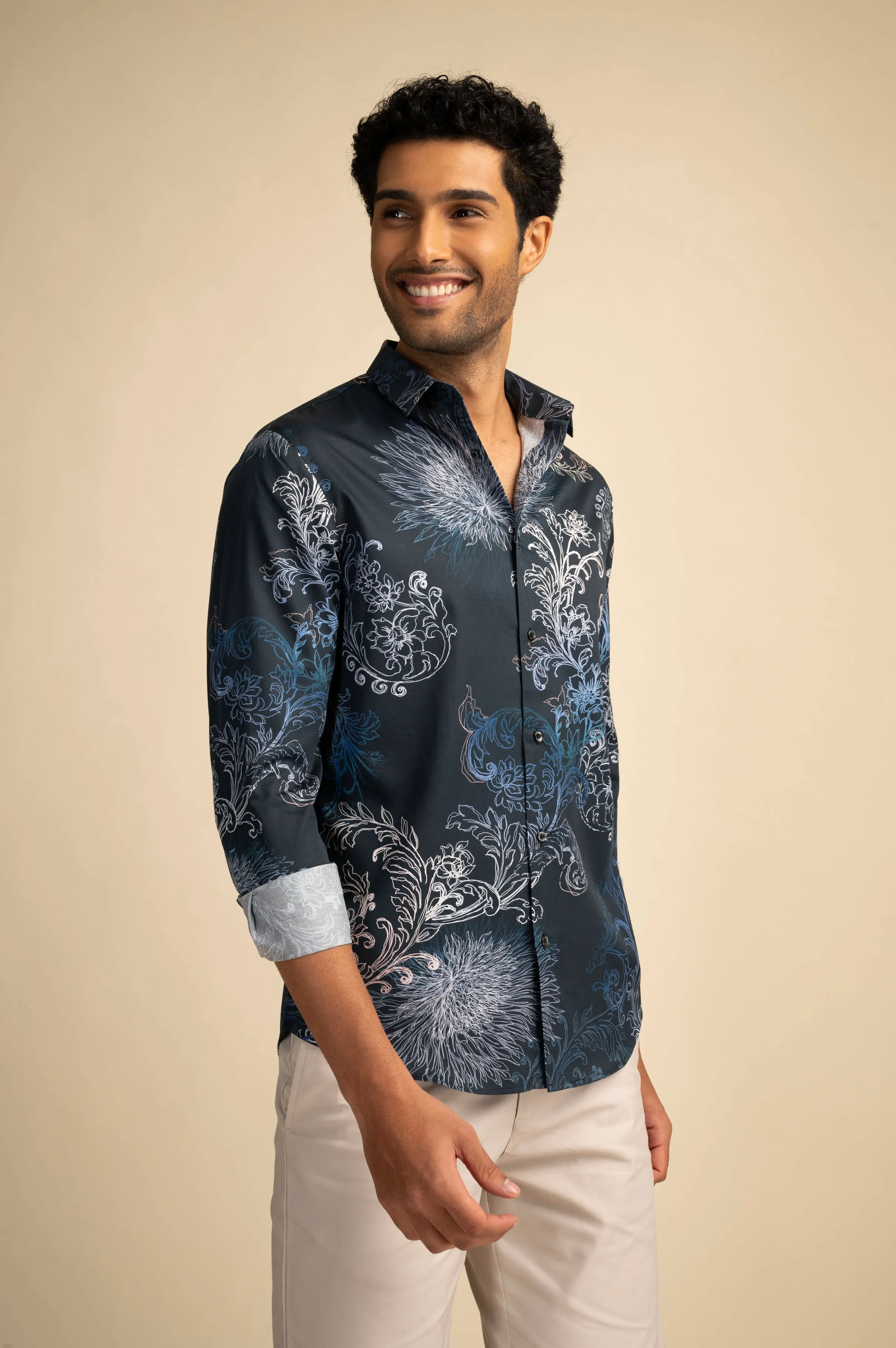 Damask Navy Shirt EOSS