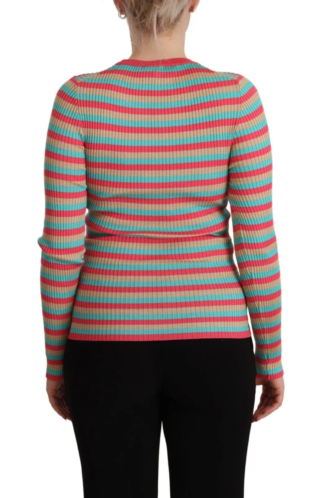 Dolce & Gabbana Elegant Striped Silk Crew Neck Pullover