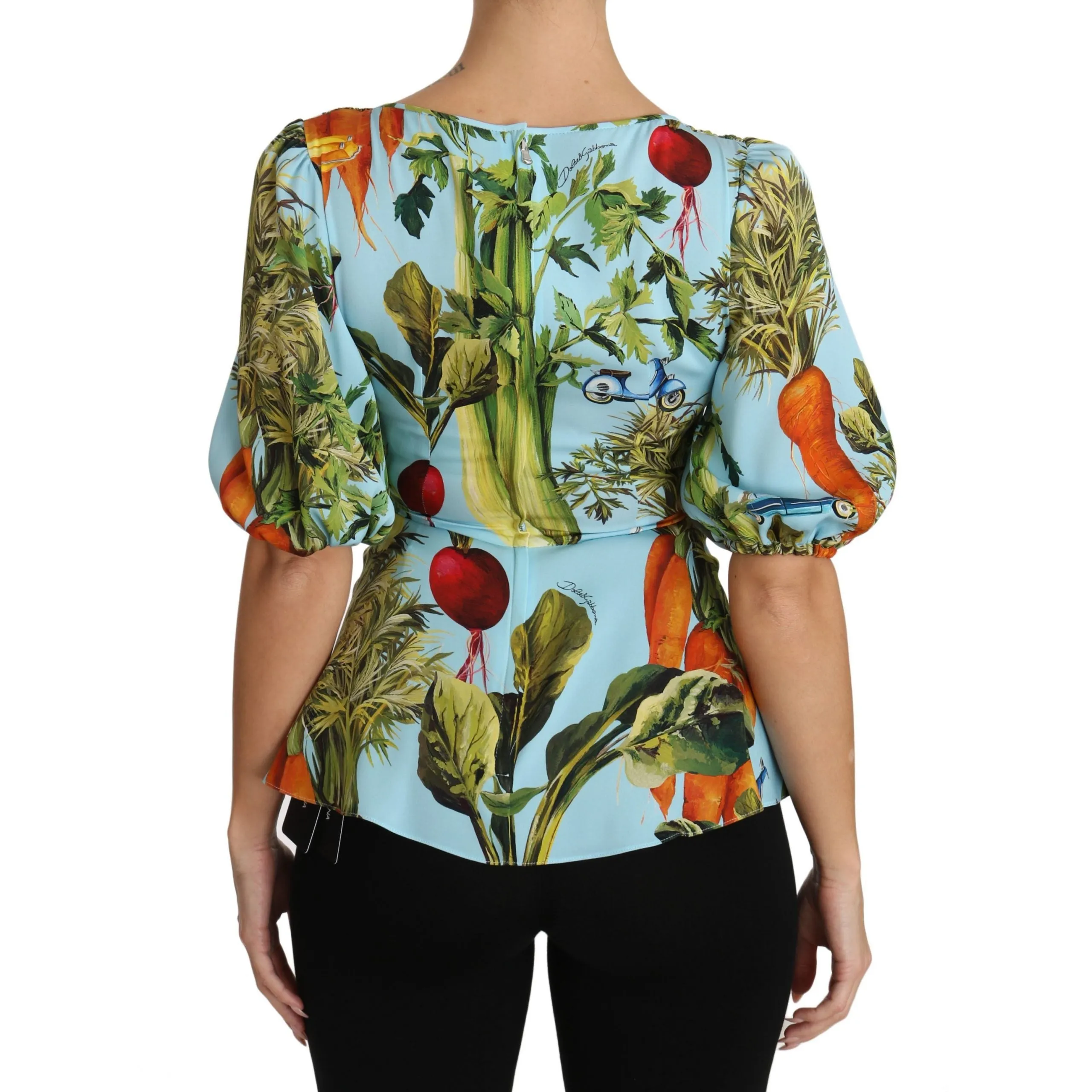 Dolce & Gabbana Vegetable Print Silk Top Extravaganza