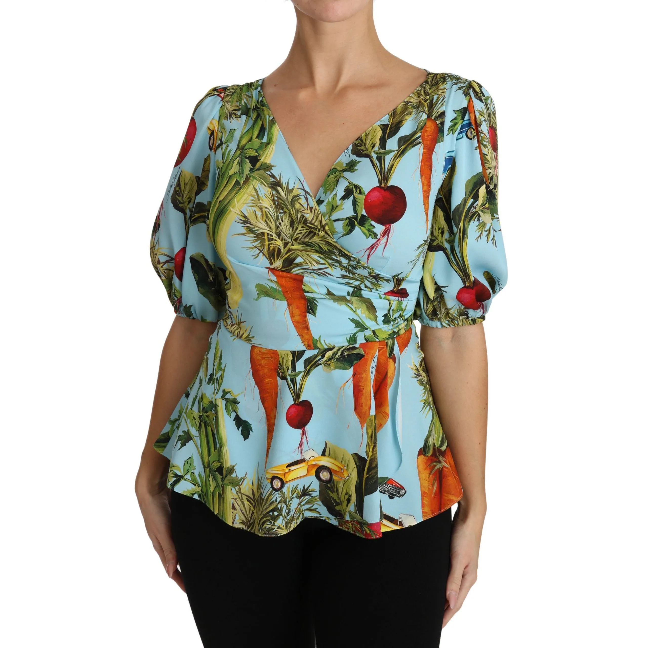 Dolce & Gabbana Vegetable Print Silk Top Extravaganza