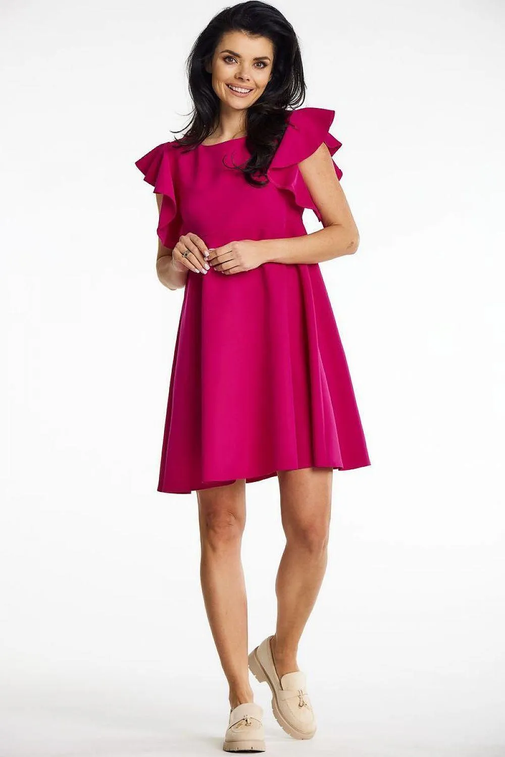 Elegant Frilled Cocktail Mini Dress