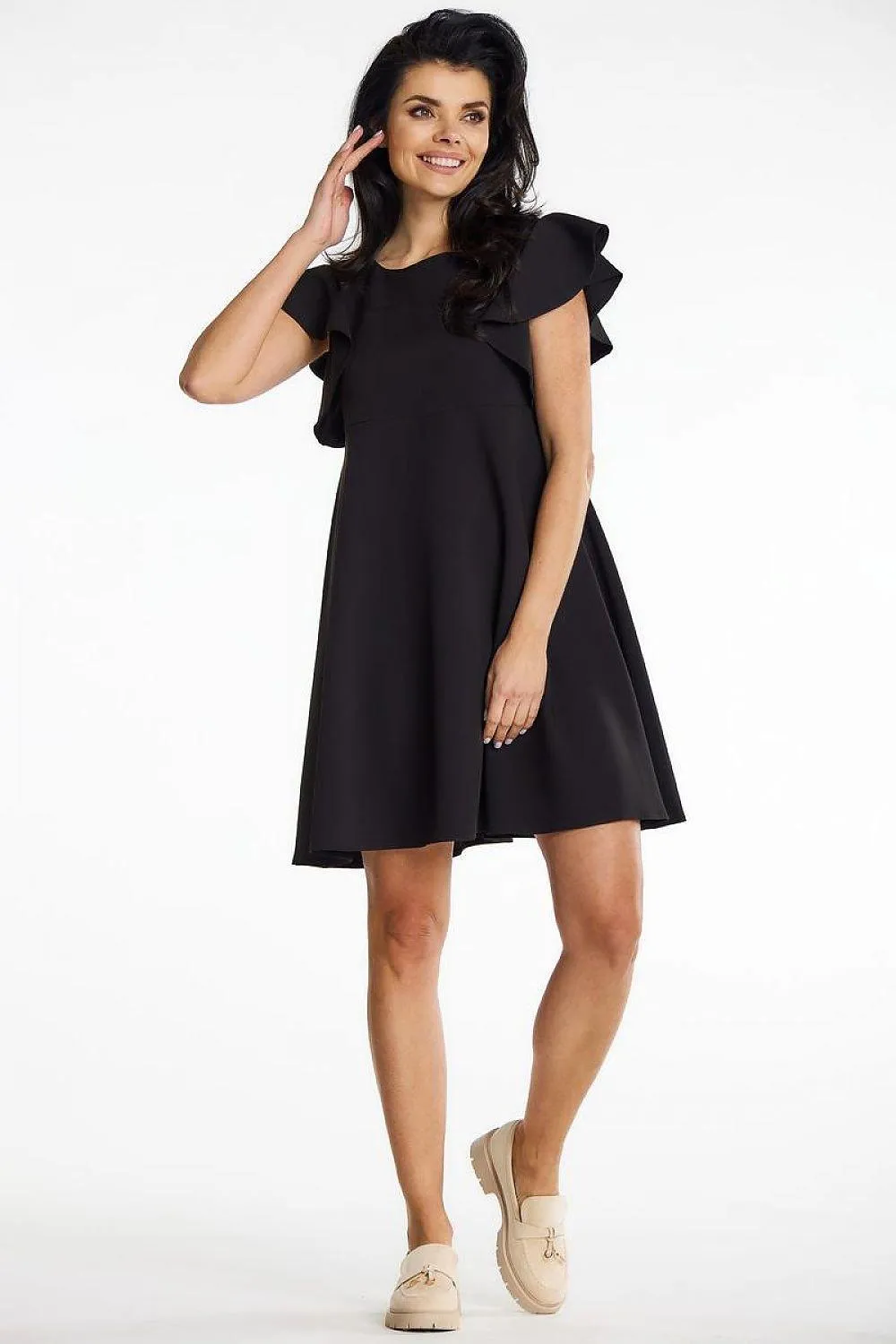 Elegant Frilled Cocktail Mini Dress