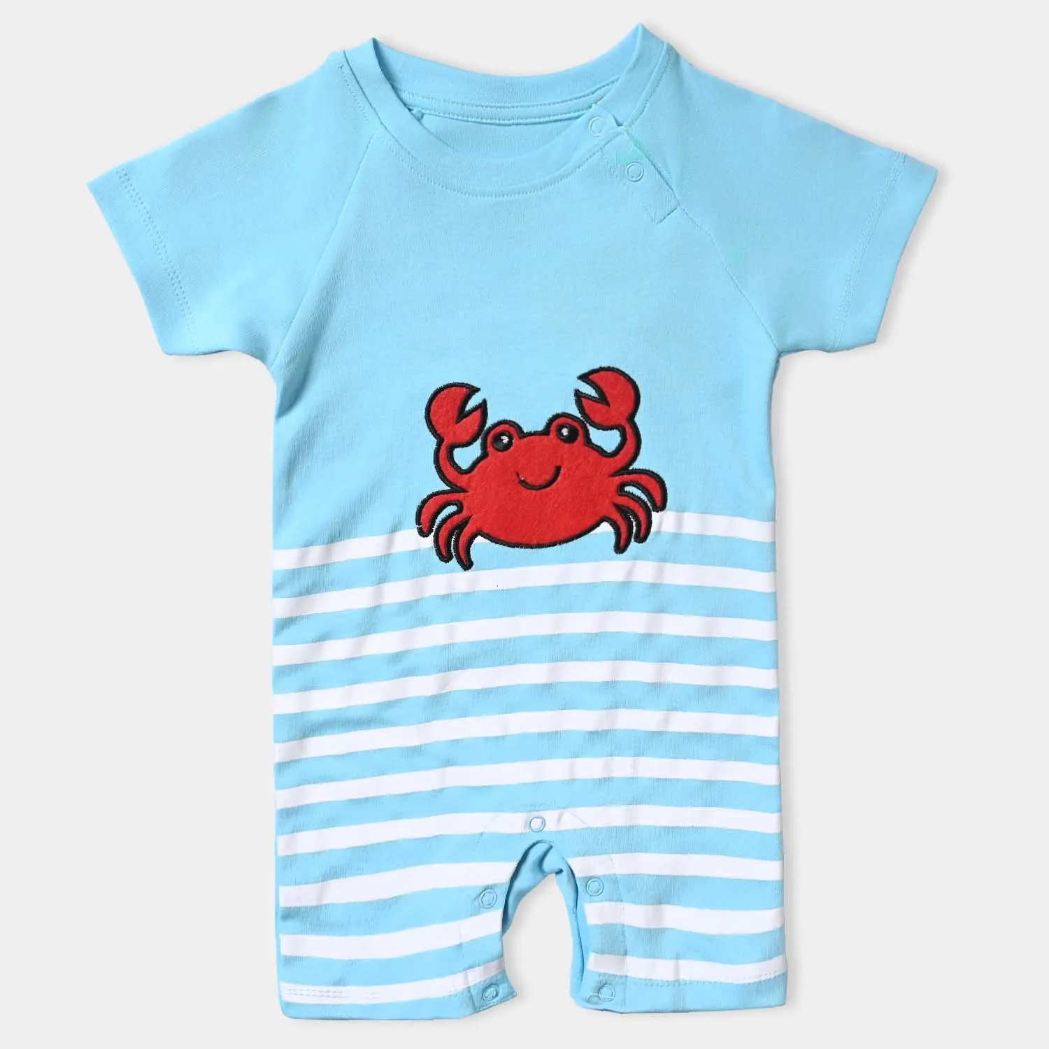 Infant Boys Cotton Interlock Knitted Romper Crab Applique-T.Breeze