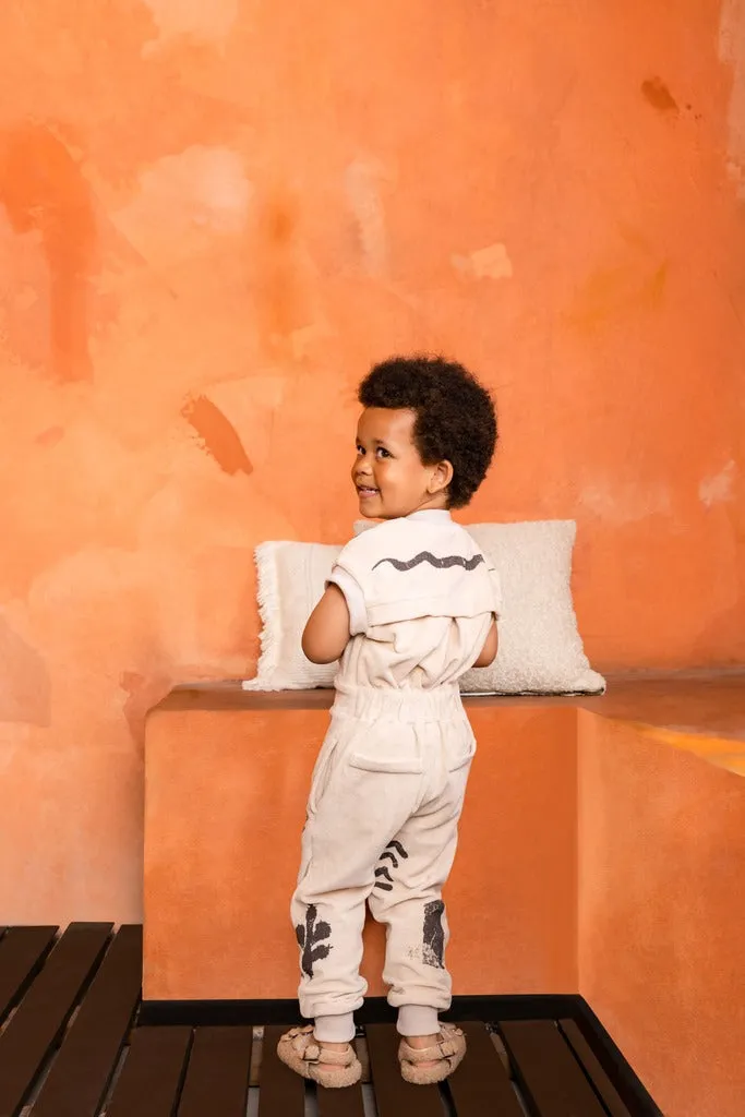 Kids Terry Flightsuit with Print - Sand