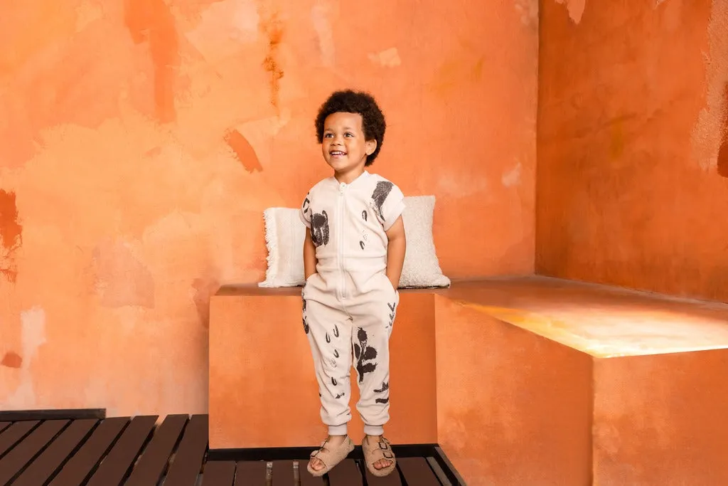 Kids Terry Flightsuit with Print - Sand