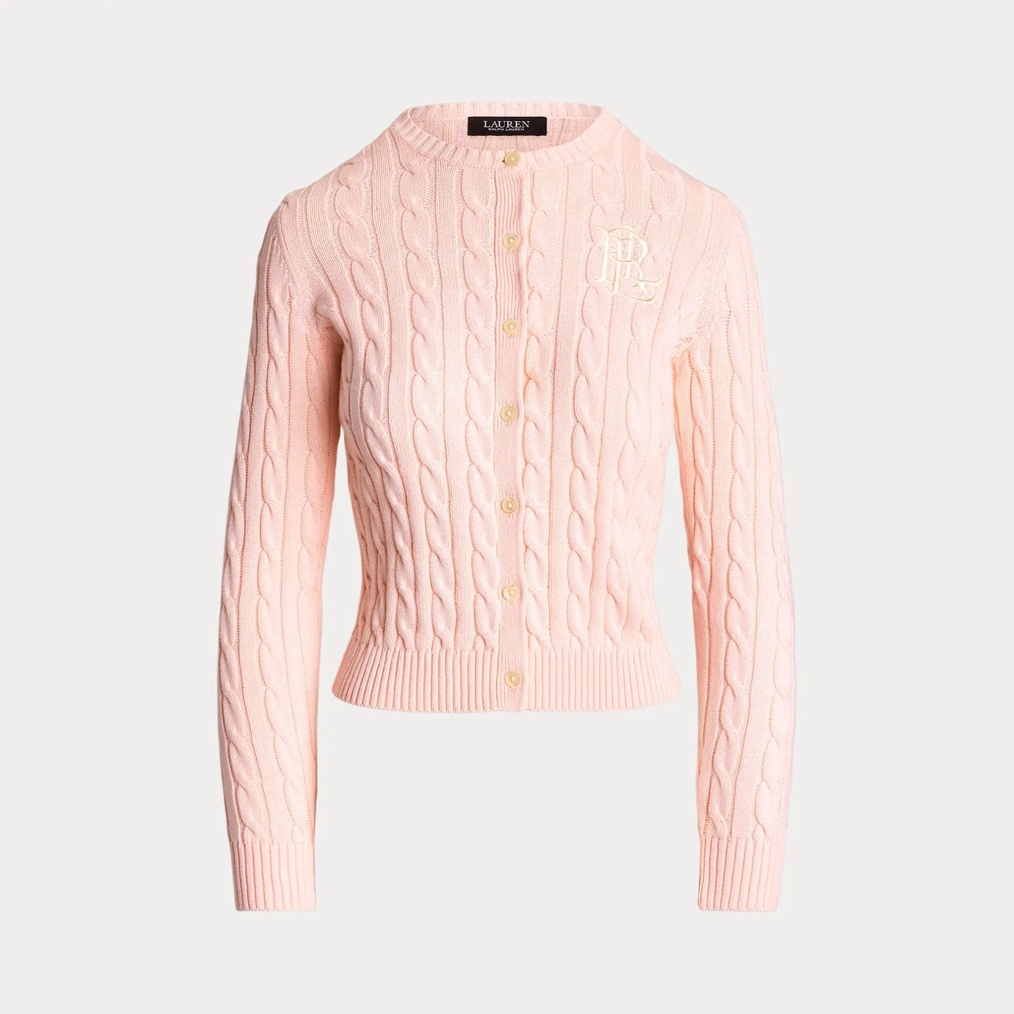 Lauren Ralph Lauren Cable-Knit Cotton Cardigan in Pink Opal