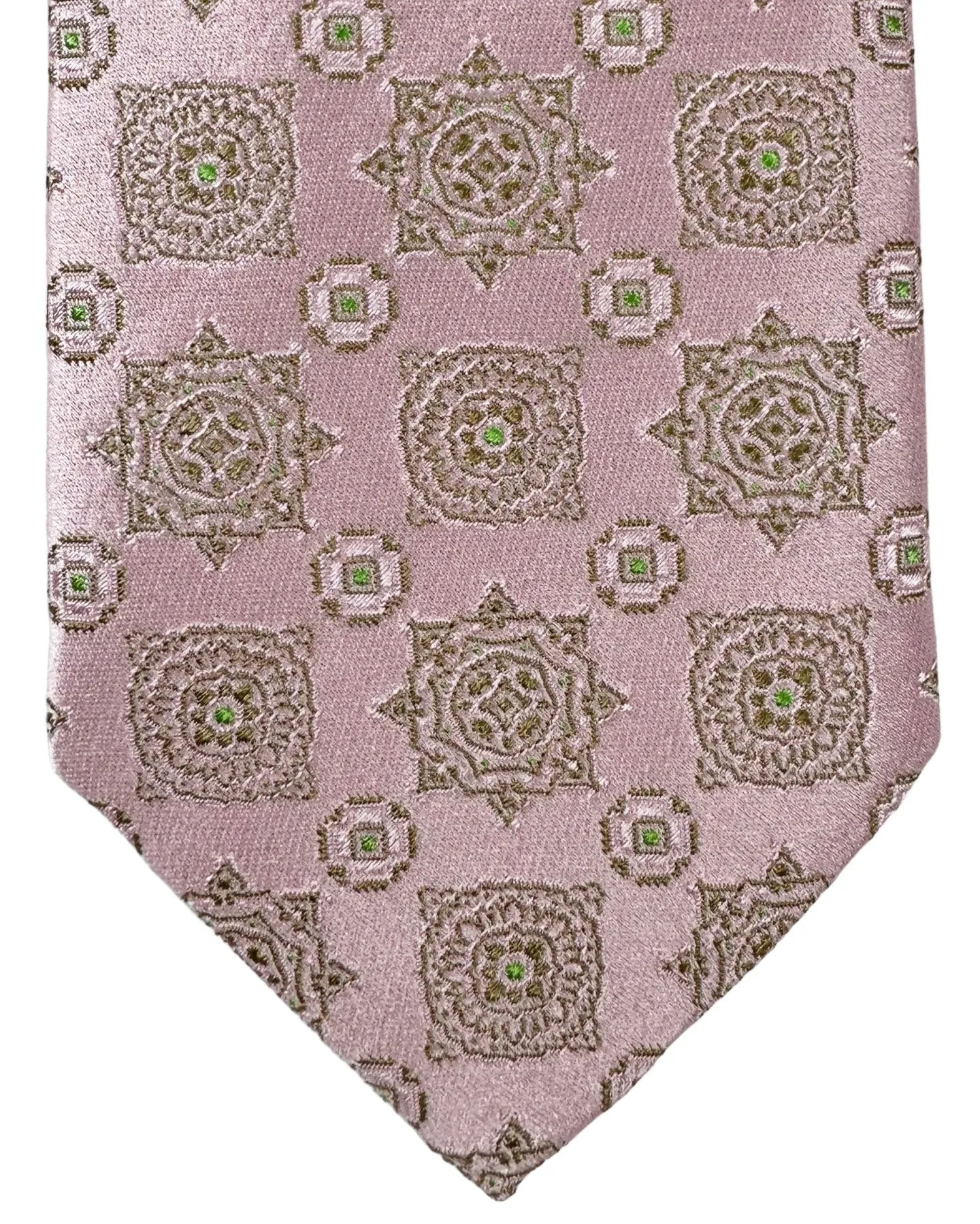 Luigi Borrelli Sevenfold Tie Pink Medallion Design ROYAL COLLECTION - SALE