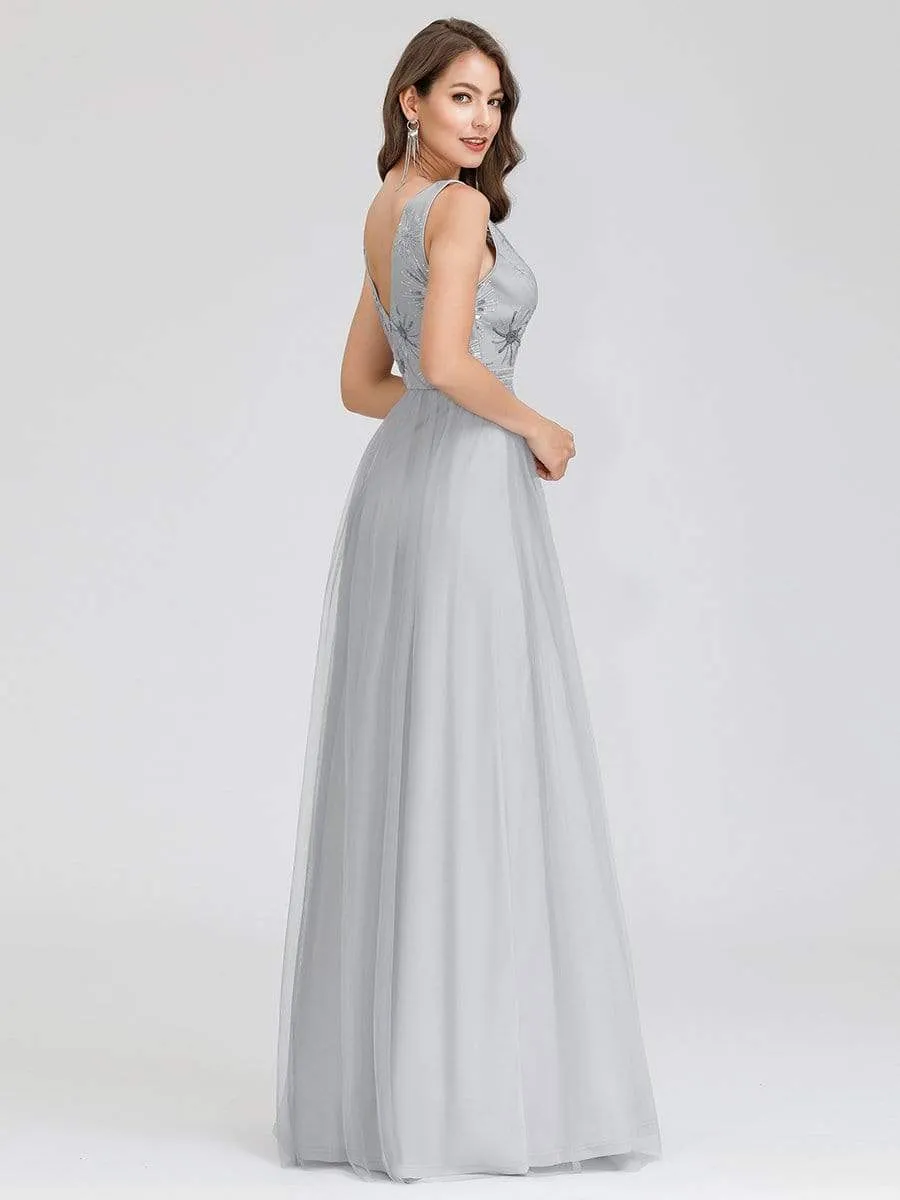 Maxi Long Sleeveless Floral Lace Bridesmaid Dresses for Weddings