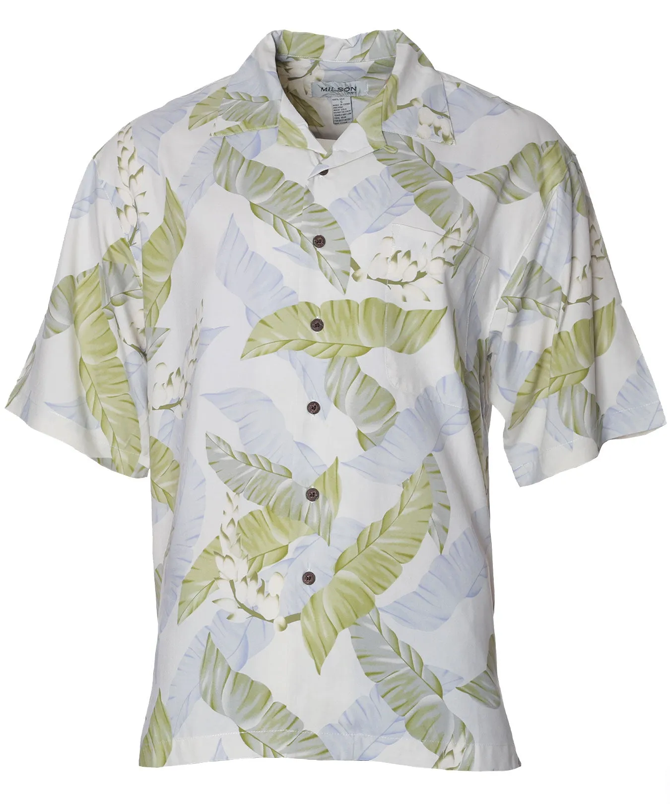 Men Silk Shirt Tropical Kihei Green