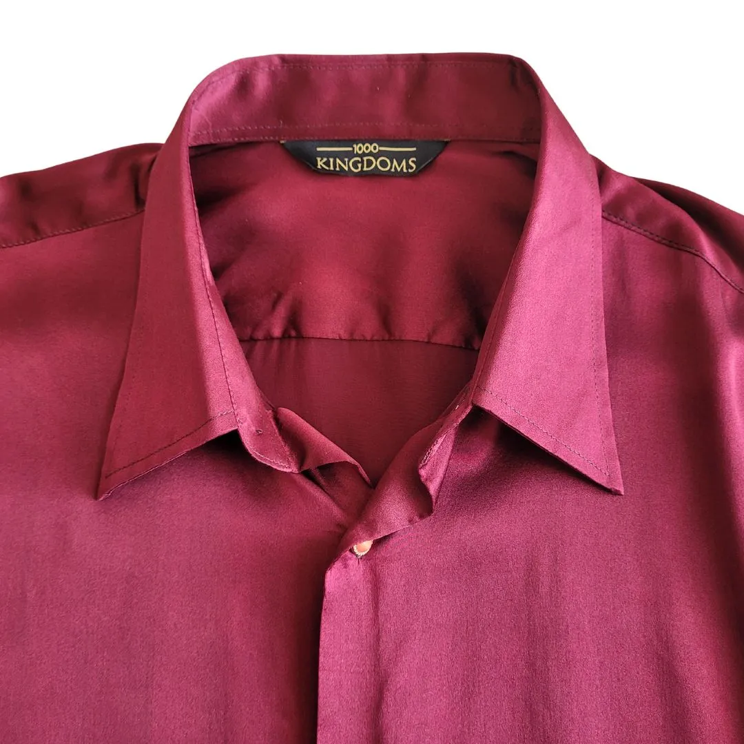 Men's Burgundy Silk Shirt