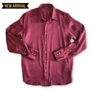 Men's Burgundy Silk Shirt