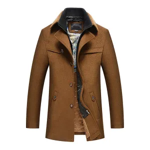 Mens Dual Collar Wool Coat