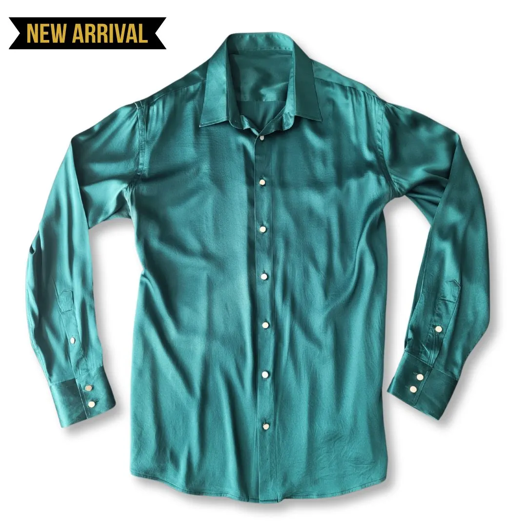 Men's Money Green Silk Shirt