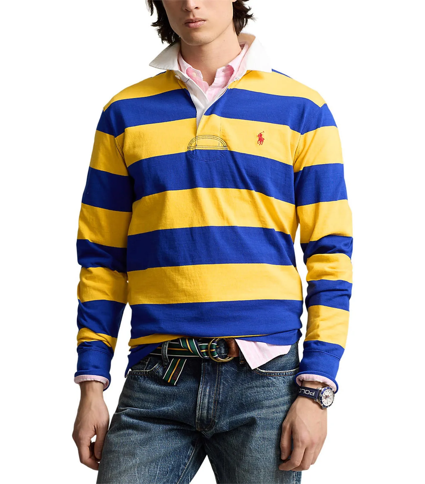 Men's The Iconic Rugby Shirt Arctic Yellow/Classic Azure