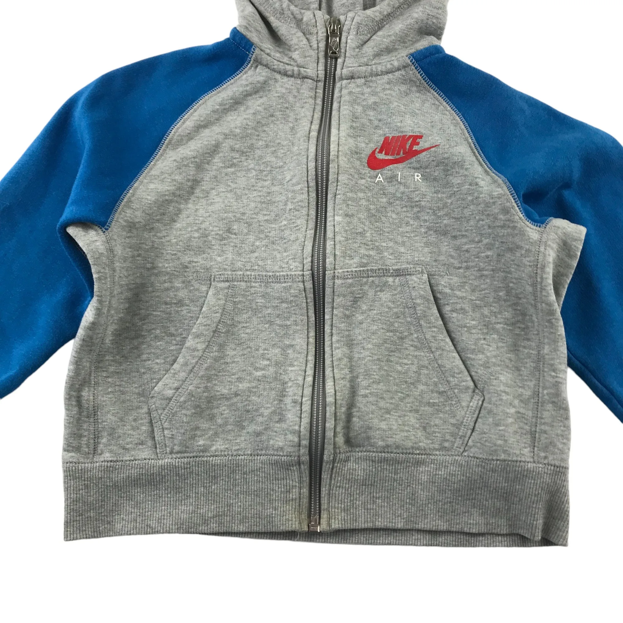 Nike hoodie 5-6 years light grey and blue panelled slightly cropped