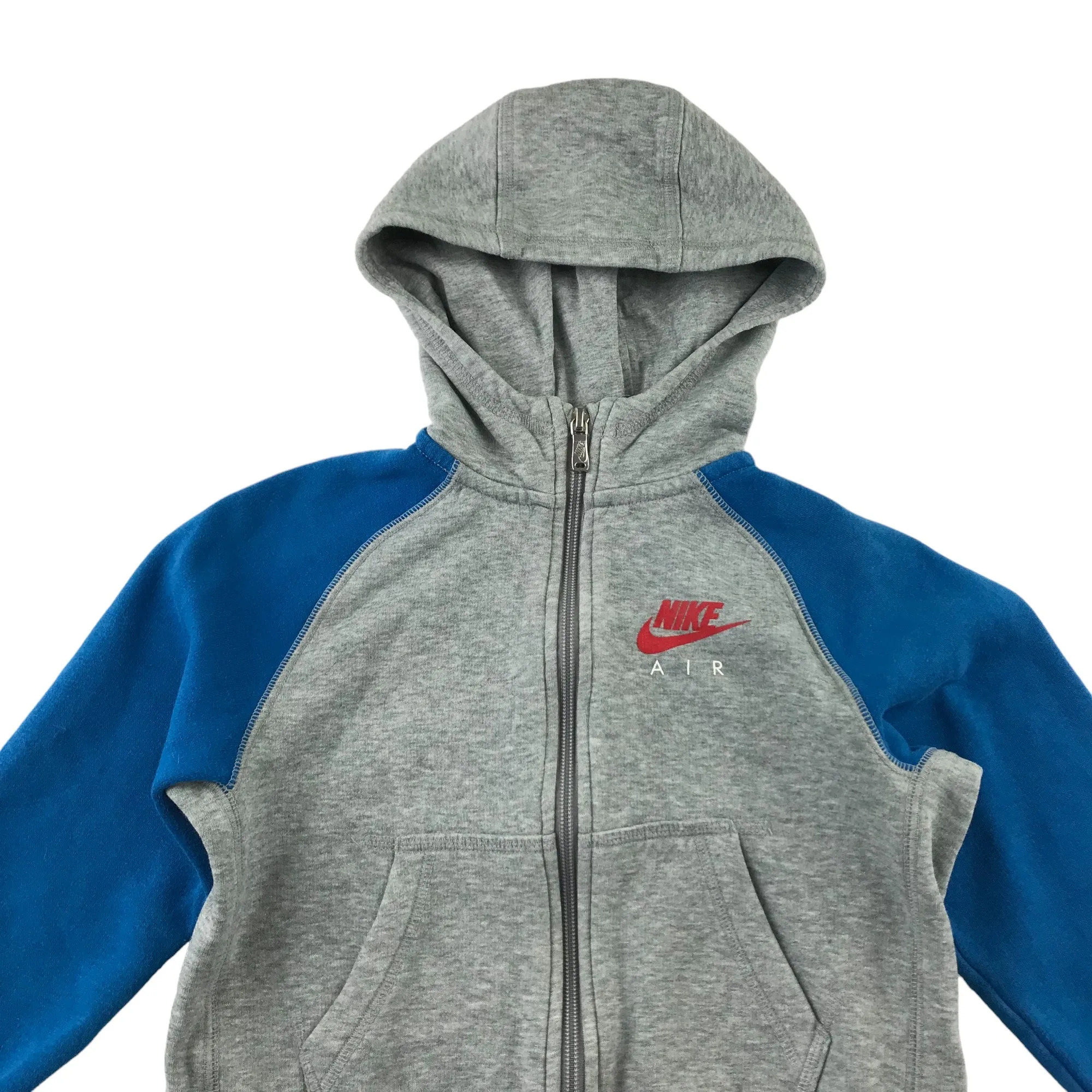 Nike hoodie 5-6 years light grey and blue panelled slightly cropped