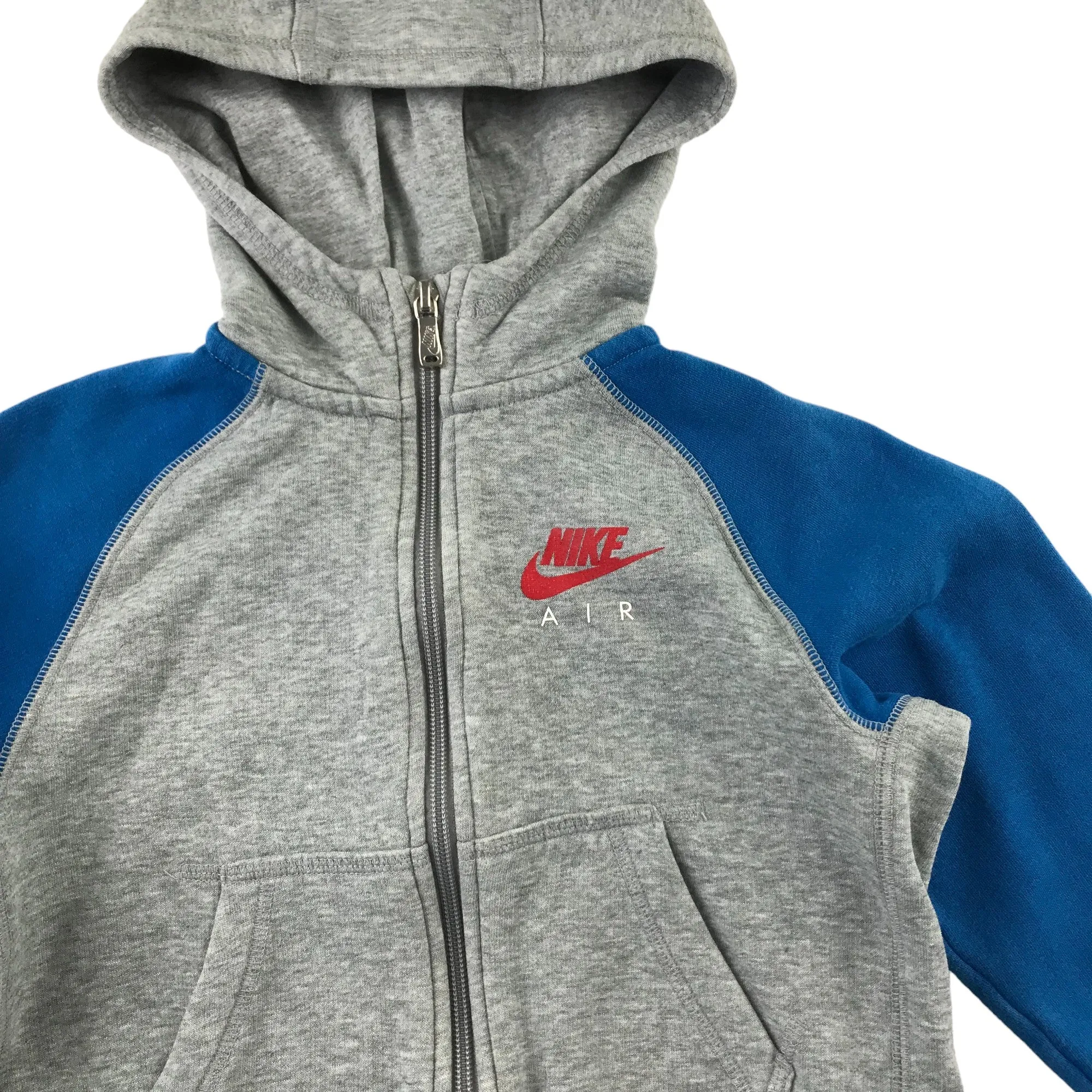 Nike hoodie 5-6 years light grey and blue panelled slightly cropped