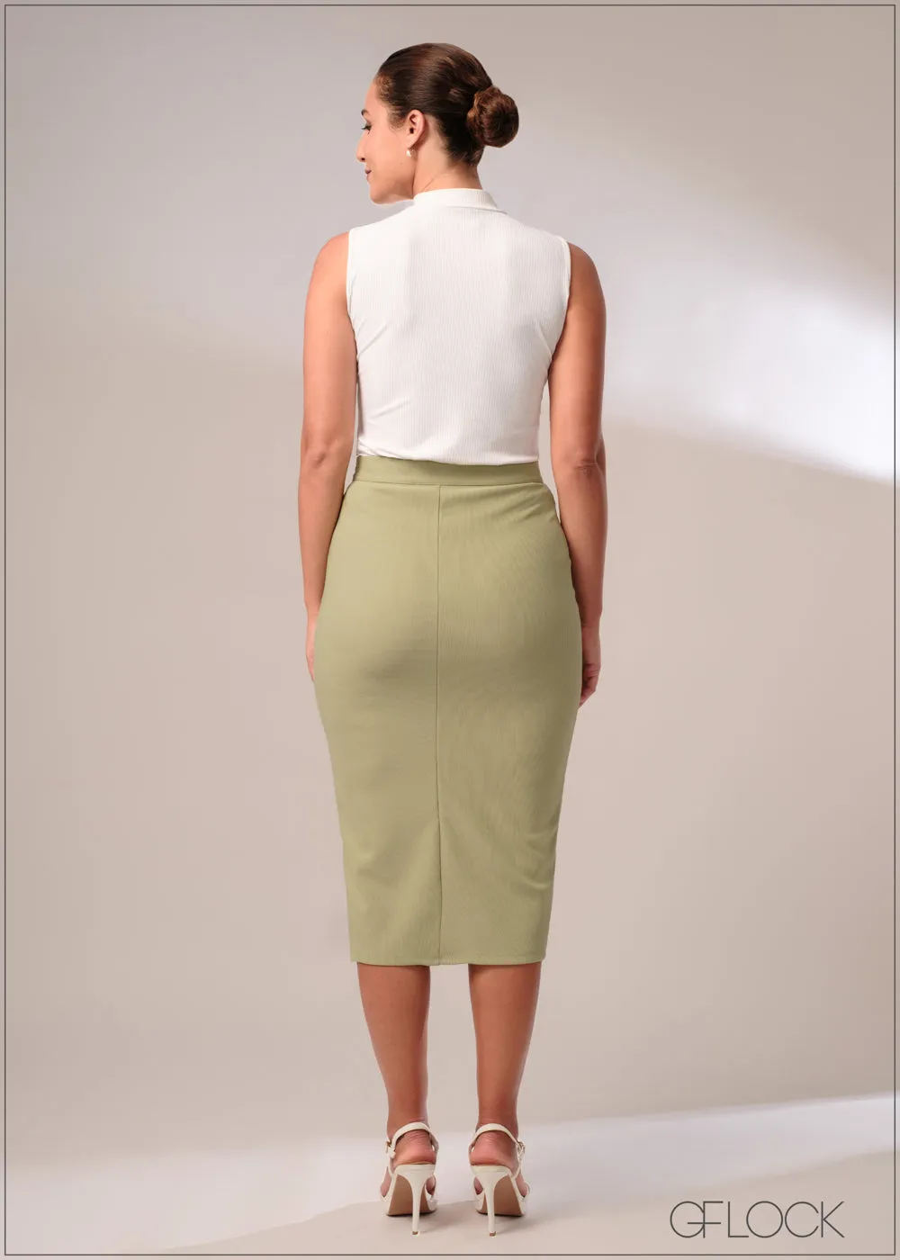 Pencil Skirt With Side Slit - 120124