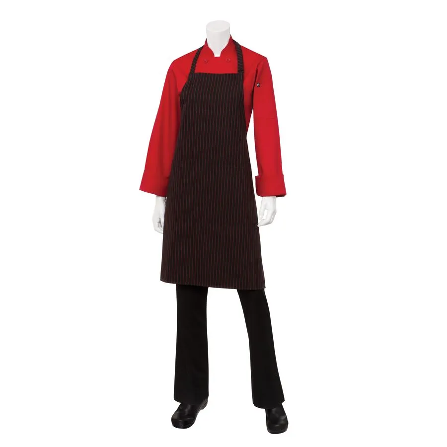 Red/ Black Pinstripe Bib Apron