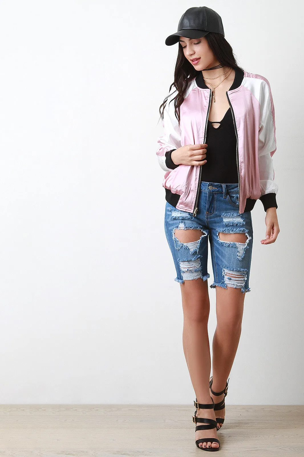 Reversible Silky Two Tone Bomber Jacket