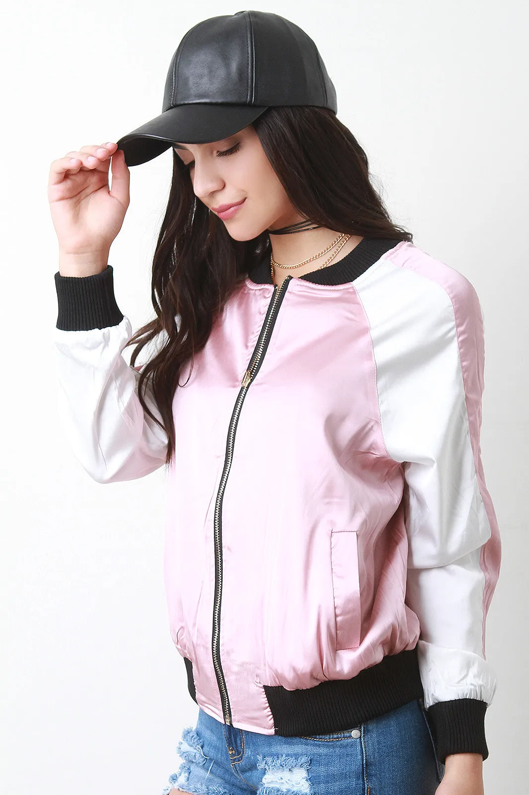 Reversible Silky Two Tone Bomber Jacket