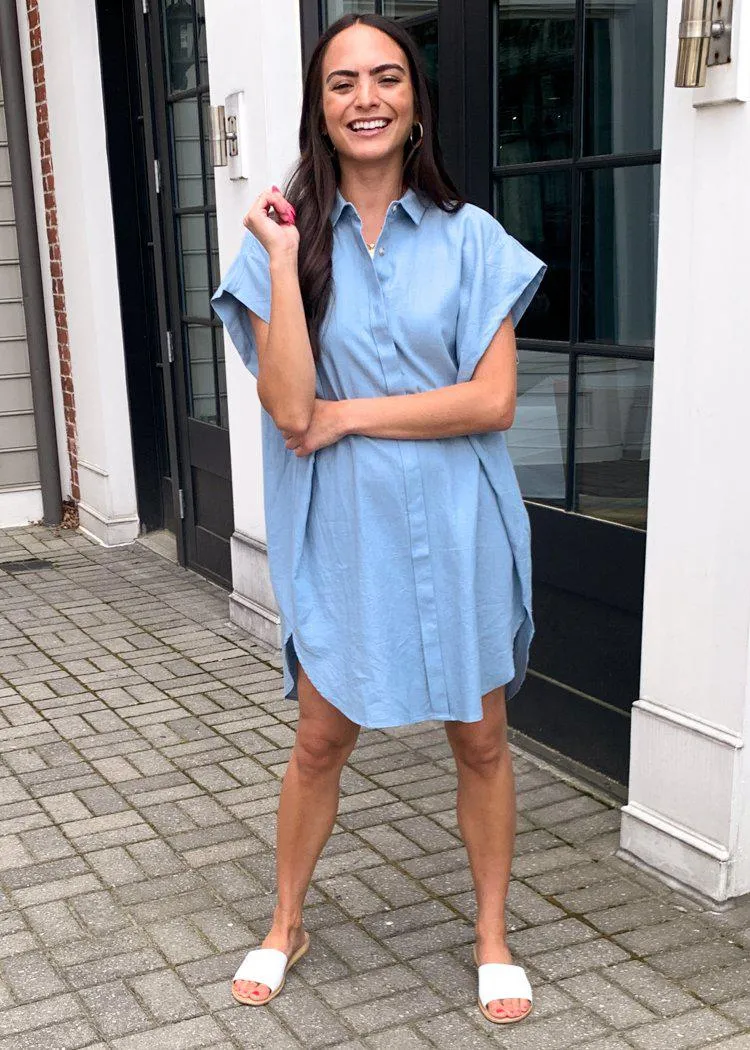 See U Soon Andres Slouchy Button Down Shirt Dress - Blue