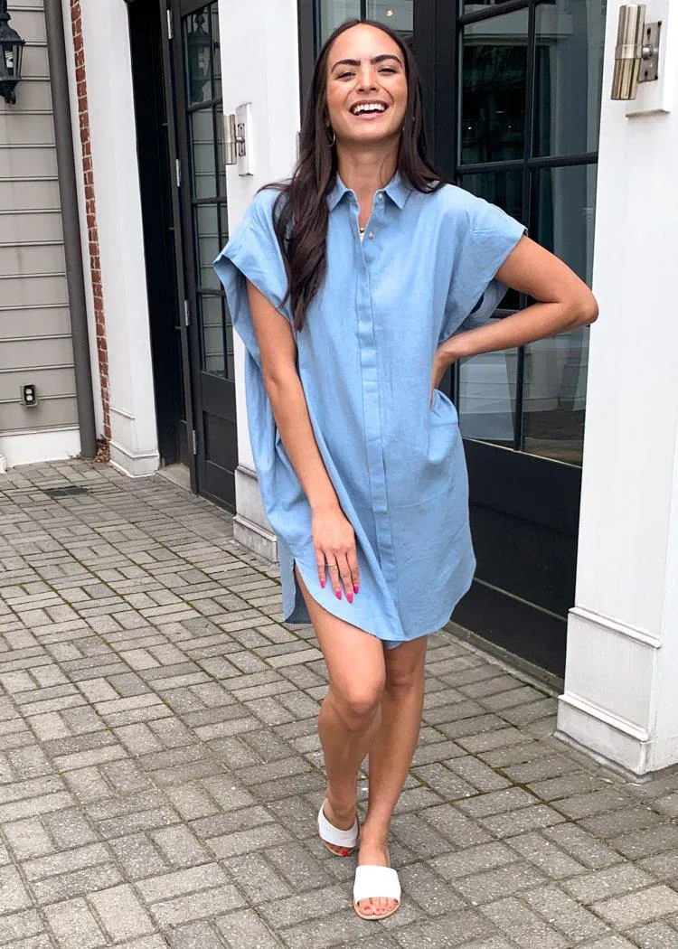 See U Soon Andres Slouchy Button Down Shirt Dress - Blue