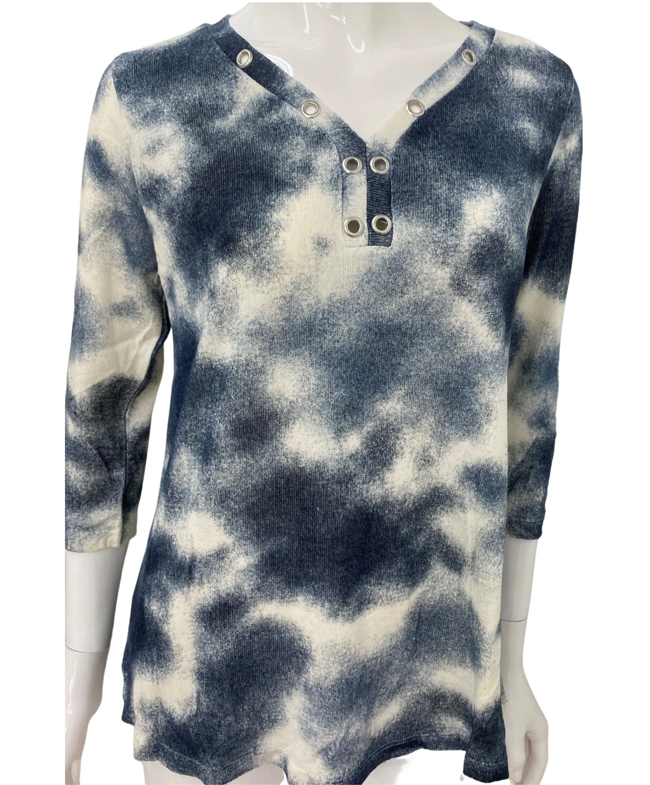 Soft Stretch Tie Dye Grommet Top