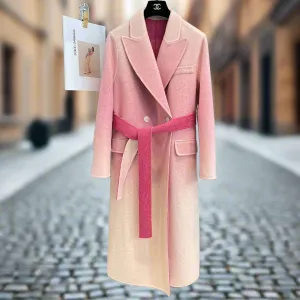 Sophia™ | Fashion Gradient Color Belt Wool Overcoat