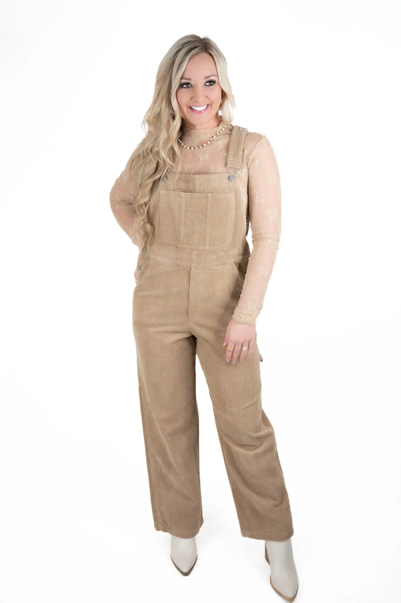 Taupe Corduroy Overalls