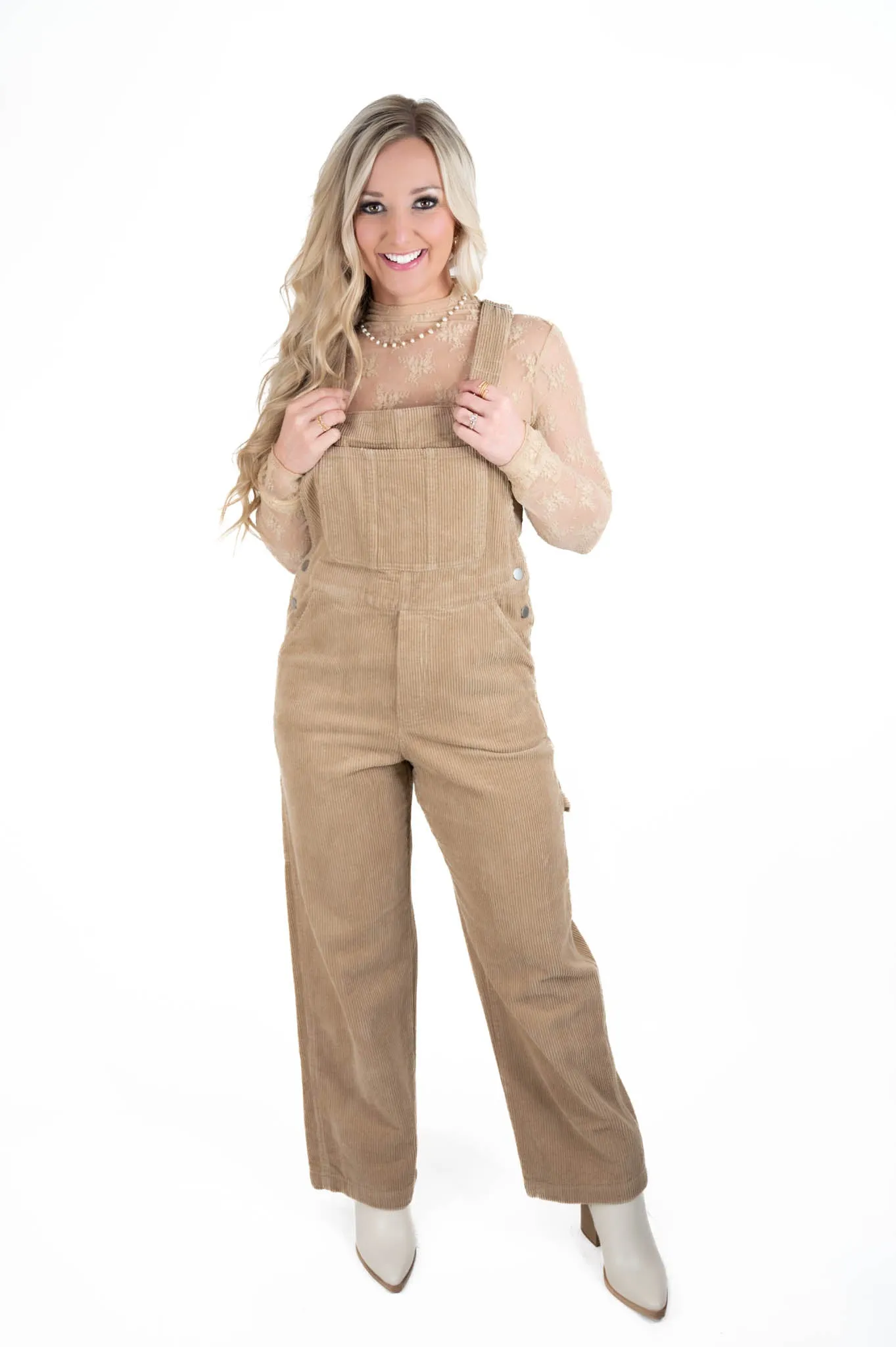 Taupe Corduroy Overalls