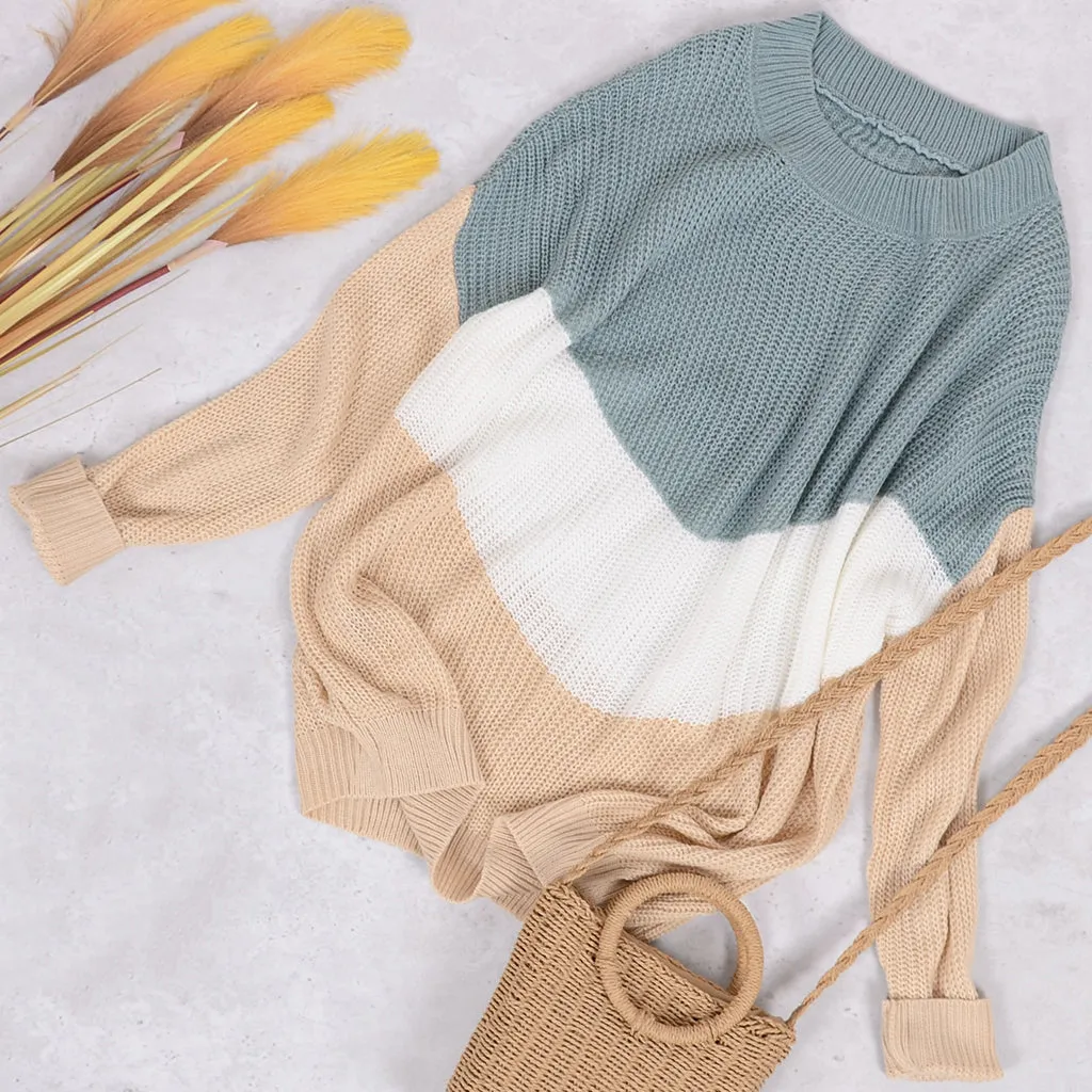 V Striped Waffle Knit Pullover