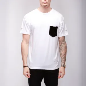 White Cotton Tee with Silk Velvet Pocket