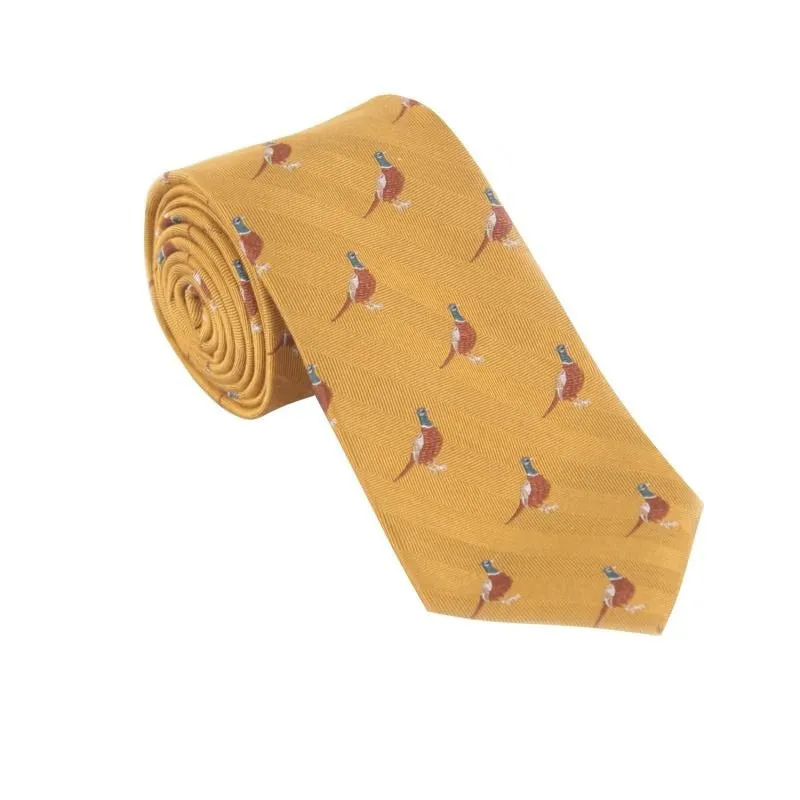 William Powell Luxury Woven Wool & Silk Pheasant Tie - Gold