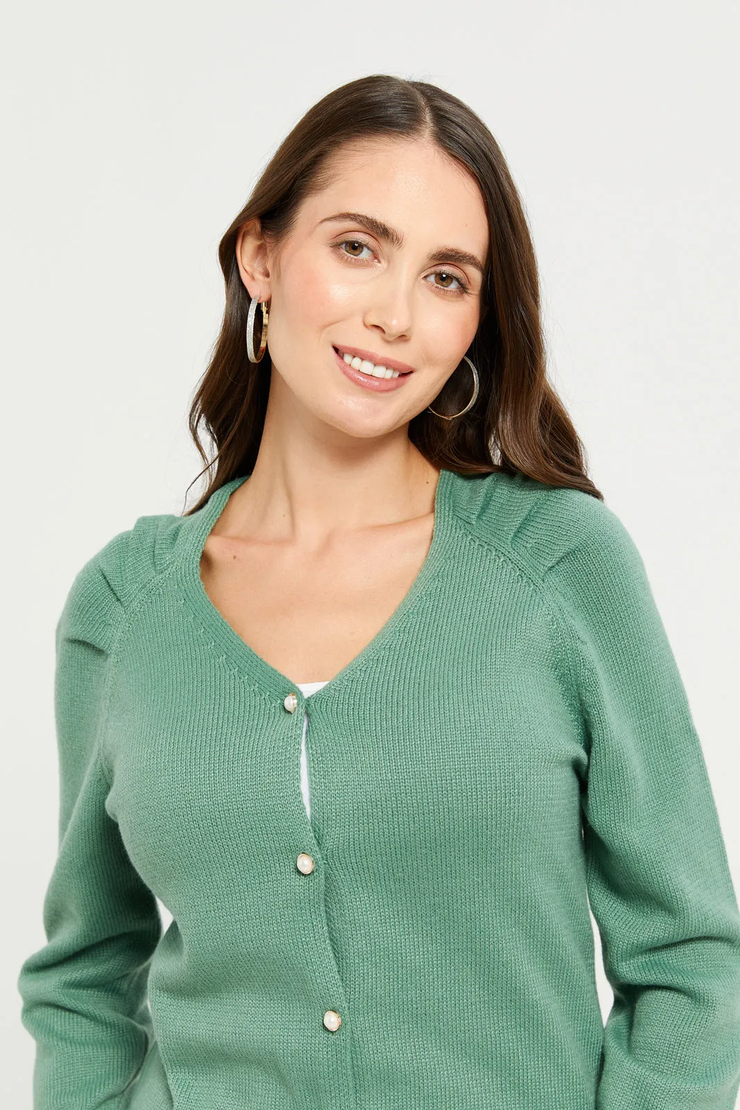 Women Green Soft Jersey Cardigan