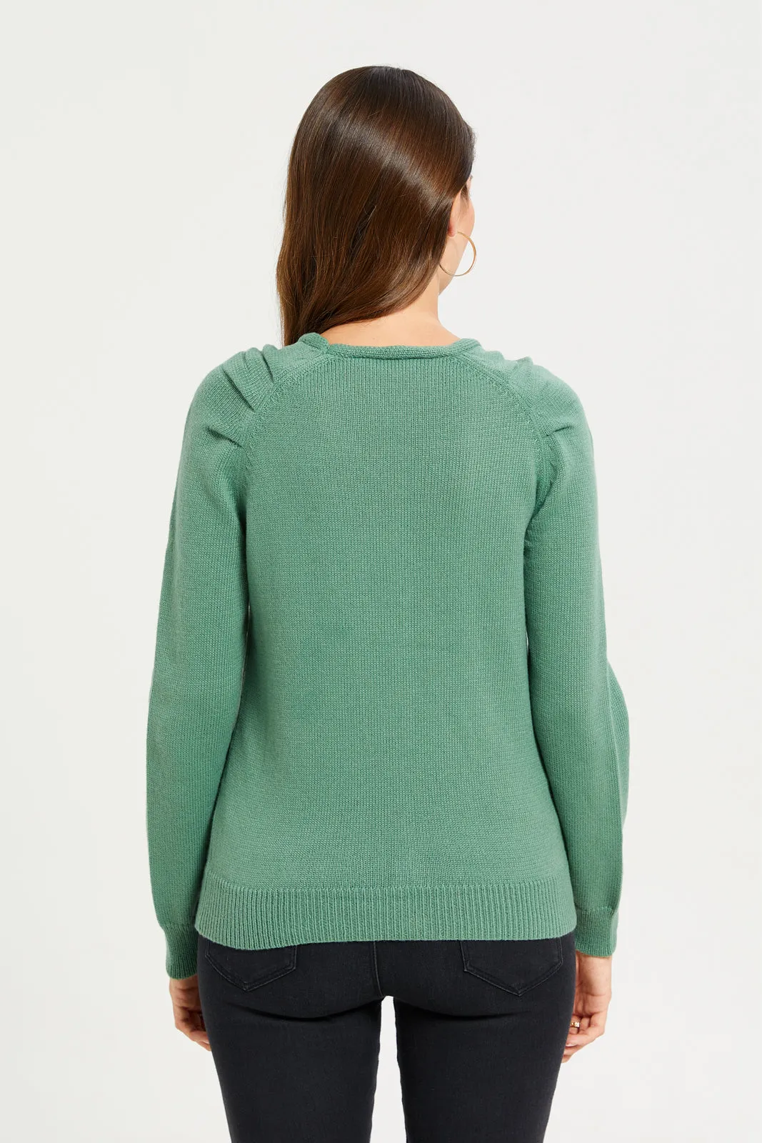 Women Green Soft Jersey Cardigan