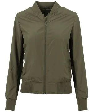 Womens nylon bomber jacket | Dark Olive